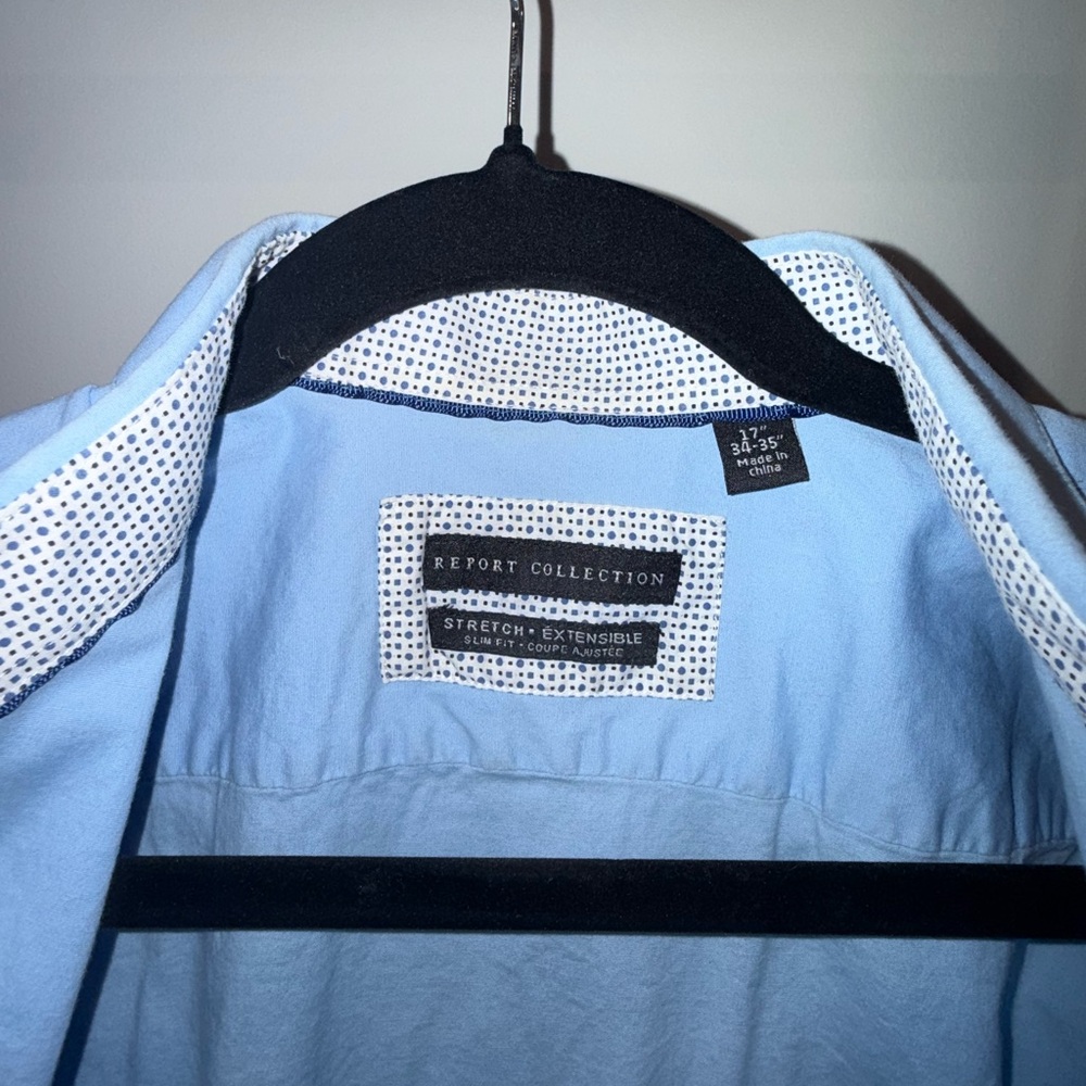Report Collection Sky Blue Shirt with Dotted Collar